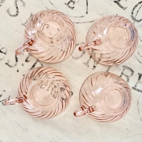 Arcoroc of France, Rosaline, Pink Swirl, Demitasse, Cup and Saucer, Set of 4 - Picture 6 of 11